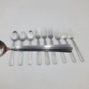10pc Rogers Stainless China DS 18/0 Flatware Ribbed Grooved Set Forks Spoons